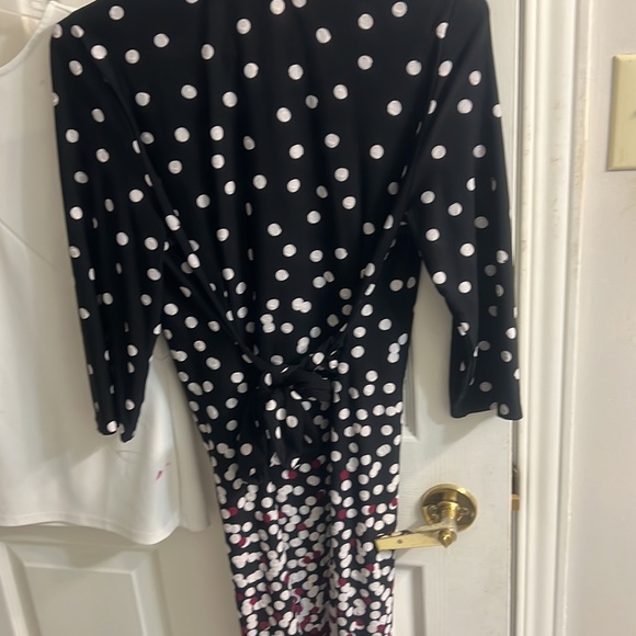 Black, white and purple business casual dress with belt - Picture 2 of 2